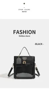 Black ita bag doll bag clear window crossbody shoulder bag for anime collectibles daily commute