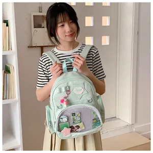 Sac à dos ita vert menthe style coréen avec fenêtre transparente pour jeunes filles.