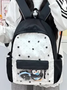 Japanse stijl ita rugzak met doorzichtig venster sterren patroon schooltas voor studenten dagelijks