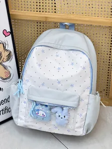 Schattige Japanse Ita-rugzak met doorzichtige voorzak, blauwe sterrenpatroon schooltas.