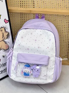 Leuke Japanse stijl ita rugzak met doorzichtig voorvak en schattige pluche knuffels.