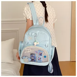 Sac à dos ita bleu clair avec fenetre transparente, grand sac de loisirs pour les etudiants.