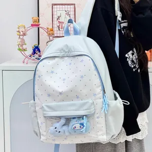 Japans stijl ita rugzak met doorzichtig venster, sterrenpatroon schooltas voor studenten