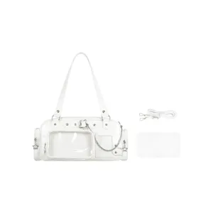 White ita bag clear window crossbody shoulder bag star charm cute daily student bag with strap