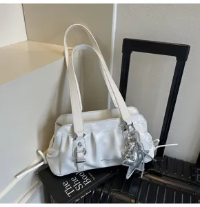 Solid color casual new shoulder bag women autumn new large capacity underarm bag vintage