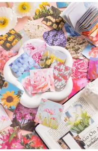 Momox square aesthetic sticker memo book vintage floral washi paper scrapbooking journaling