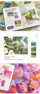 Discover aesthetic scenery square sticker pads and memo journaling decoration supplies.