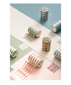 PET washi tape dot stickers, ins style decorative adhesive tape for journaling and DIY crafts.