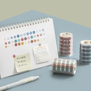 PET dot Washi tape journaling stickers set, minimalist aesthetic planner stationery supply.