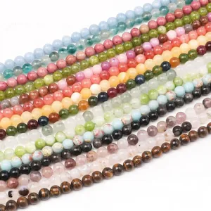 Perle di pietra naturale colorate perle rotonde per braccialetto fai da te gioielli