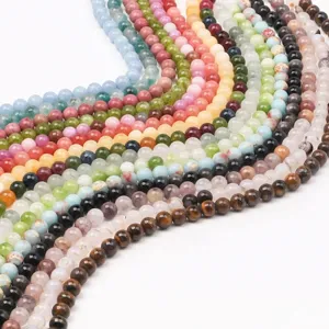 Perline di pietra naturale colorata sfuse per braccialetti fai da te, fili di gemme.