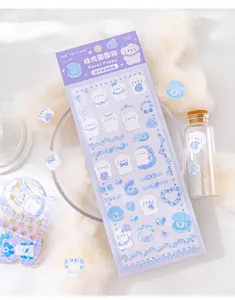 Cute blue puppy decorative sticker sheet for journaling and scrapbooking detail view