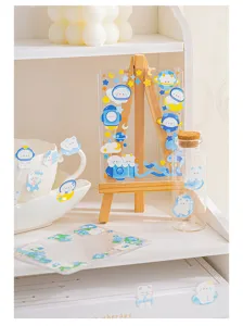 Cute blue space cartoon sticker detail view, perfect for journaling and card decorating.