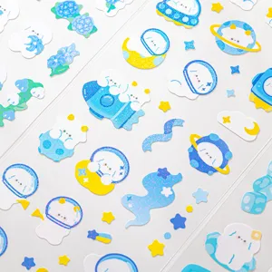 Cute blue space theme decorative stickers journaling die-cut cartoon aesthetic stationery