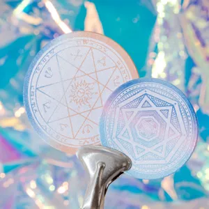 Holographic magic circle glitter stickers round decorative cards shiny celestial stationery pack