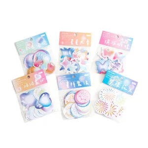 Momo pearlescent paper sticker packs cute gradient design decorative stationery for journaling