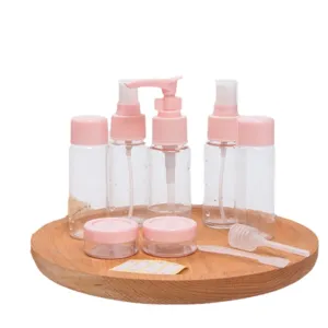 Travel toiletry bottles set 11pcs portable cosmetic containers clear plastic pump spray