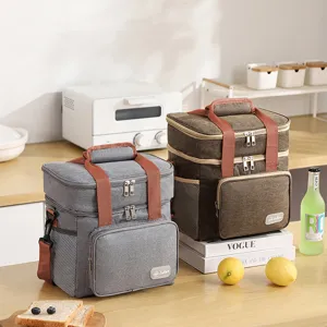 Double layer insulated lunch bag waterproof portable picnic cooler bag for food storage