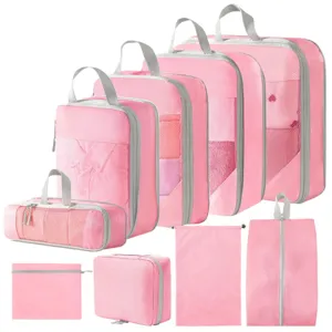 Rosa Reise-Packwürfel 10-teiliges Set Kompressions-Gepäck-Organizer für den Koffer
