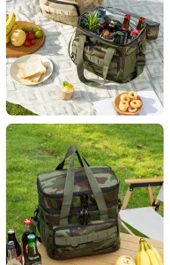 Borsa termica mimetica a doppio scomparto per il pranzo picnic all'aperto e viaggi.