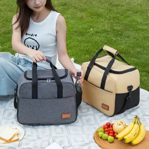 Thickened Thermal Bento Bag Insulated Lunch Box Bag Waterproof Oxford Cloth Portable Cooler Bag For Women Men Travel Work