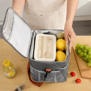 Insulated lunch bag for women and men, thermal cooler tote bag with shoulder strap for work picnic.