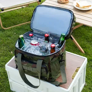 Borsa termica mimetica per picnic all'aperto, borsa portatile per portapranzo con tracolla regolabile.