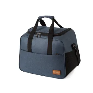 Dark blue insulated lunch bag cooler bag with shoulder strap for picnic and daily work use