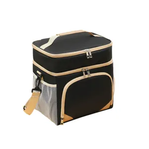 Double layer insulated lunch bag waterproof portable cooler bag for picnic and travel.