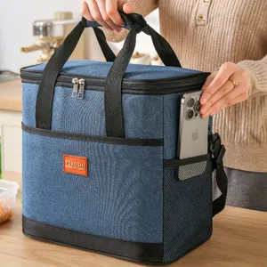 Gesoleerde Lunchtas Draagbare Thermische Koeltas Waterdichte Oxford Doek Crossbody Bento Box Tas Voor Reizen Picknick Werk