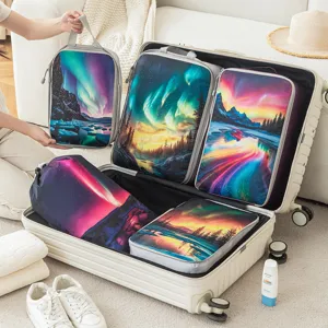 5-Piece Northern Lights Travel Packing Cubes Set Luggage Organizer Bags for Trip