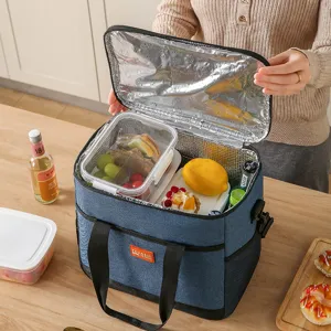 Geïsoleerde koeltas voor lunchbox, handige thermische tas voor picknick, werk en reizen, blauw.