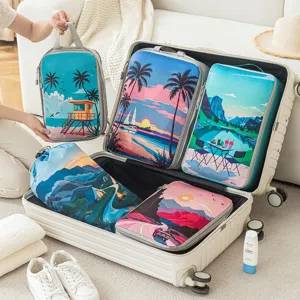 5-piece travel storage bag set packing cubes compression luggage organizers kit