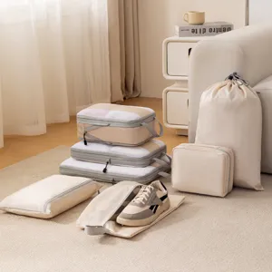 Kompression Reise Packtaschen Set 9 Stueck Koffer Organizer fuer Kleidung Schuhe.