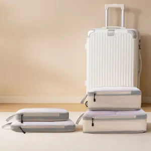 Kompressions Packtaschen Set für Reisekoffer, Organizer Taschen mit Mesh und Reißverschluss.