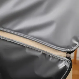 Insulated lunch bag interior close-up view showing waterproof lining and sturdy zipper design.