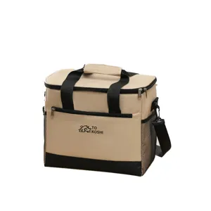 Insulated lunch cooler bag, portable crossbody bento picnic ice bag with pockets for daily use.