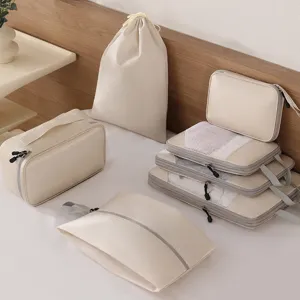 7-Piece Travel Storage Bag Set Compression Packing Cubes for Luggage and Clothes