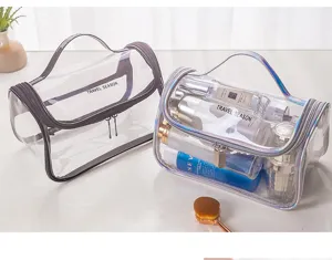 Transparent travel toiletry bag waterproof portable large capacity cosmetic storage organizer
