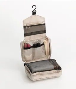 Bolsa de aseo de viaje colgante organizador de cosméticos beige multiusos útil