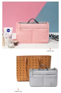 Felt Insert Organizer Bag Portable Travel Makeup Tote Multi Pocket Storage Pouch Bag