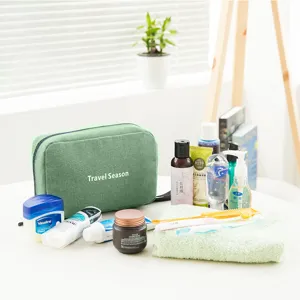 Sac de toilette de voyage imperméable portable, grand organiseur cosmétique avec poignée fermeture.