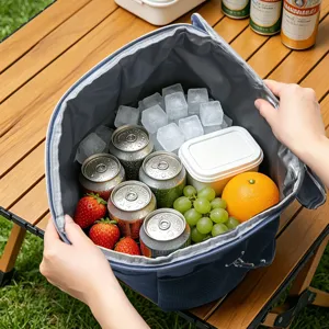Insulated cooler bag for picnic and lunch, portable thermal bento bag with large capacity.