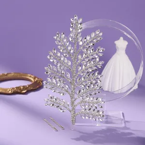 Exquisite rhinestone leaf bridal hair accessory wedding headpiece for special events.