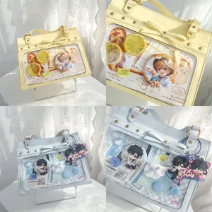 Transparent ita bag for anime badges, cute crossbody transparent window handbag for women.