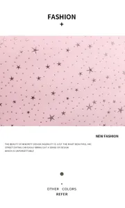Pink star studded fabric detail for bags, stylish tote bag material closeup view.