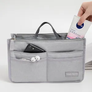 Double Zipper Travel Toiletry Makeup Bag Portable Foldable Multilayer Storage Pouch With Handle For Women