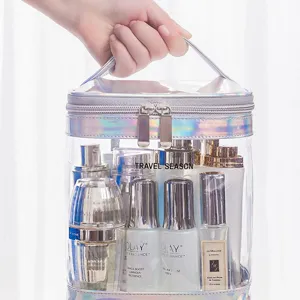 Clear holographic travel toiletry bag portable waterproof makeup storage organizer