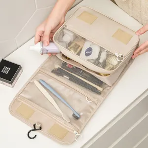 Borsa da toeletta da viaggio appesa portatile pieghevole grande capacità organizer cosmetico.