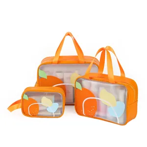 Large Capacity Transparent Waterproof Toiletry Bag Portable Travel Cosmetic Bag PU PVC Handbag Storage Bag Women